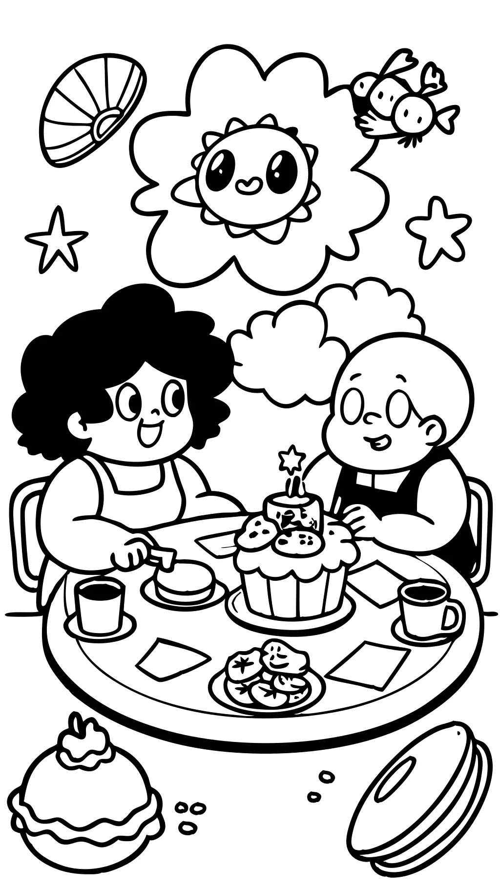 Página para colorear del desayuno de Steven Universe